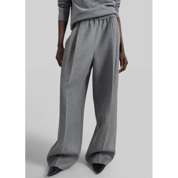 The Frankie Shop Finn Elastic Pleated Pants in Grey Melange, view 3