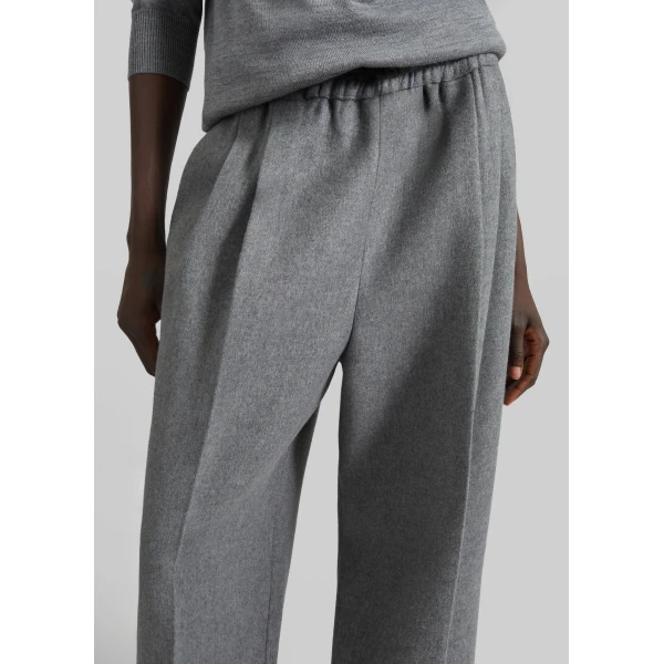 The Frankie Shop Finn Elastic Pleated Pants in Grey Melange, view 5