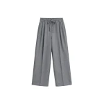 The Frankie Shop Finn Elastic Pleated Pants in Grey Melange