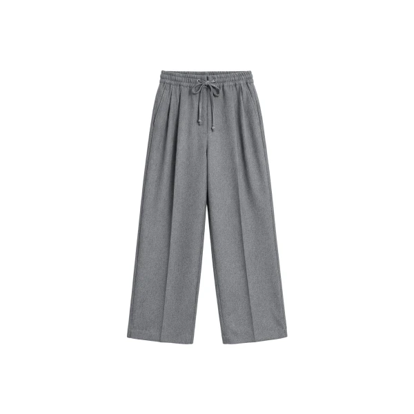 Finn Elastic Pleated Pants in Grey Melange