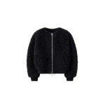 The Frankie Shop Gina Fur Bomber Jacket in Black