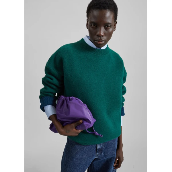 The Frankie Shop Hana Wool Sweater in Forest Green, view 4