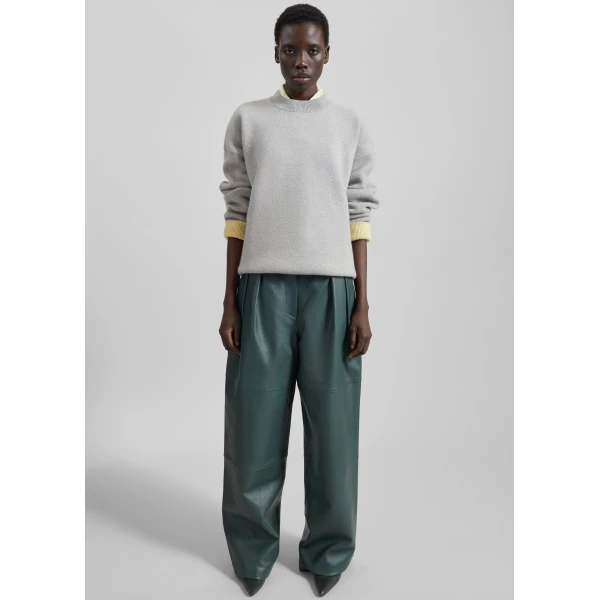 The Frankie Shop Hana Wool Sweater in Light Grey, view 3