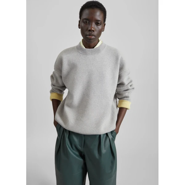 The Frankie Shop Hana Wool Sweater in Light Grey, view 5