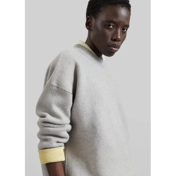 The Frankie Shop Hana Wool Sweater in Light Grey, view 6