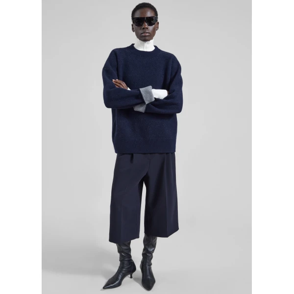 The Frankie Shop Hana Wool Sweater in Navy, view 2