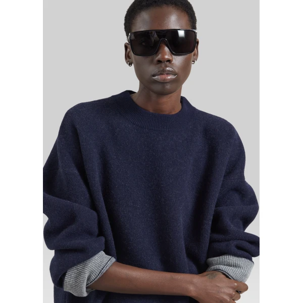 The Frankie Shop Hana Wool Sweater in Navy, view 4