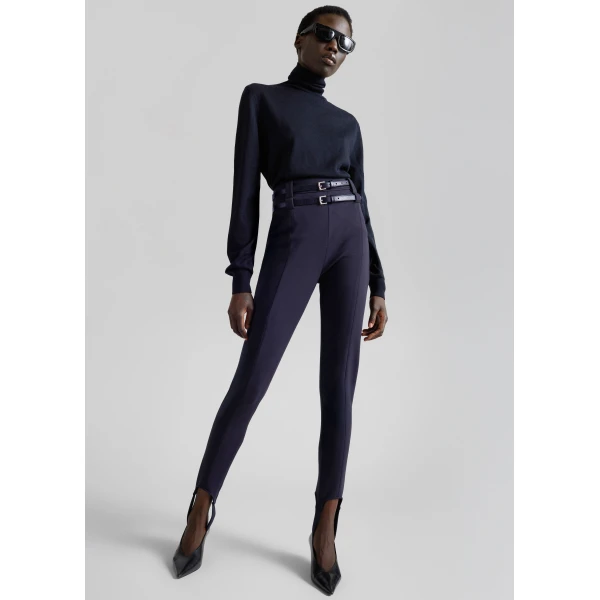 The Frankie Shop Hanne Stirrup Pants in Navy, view 3