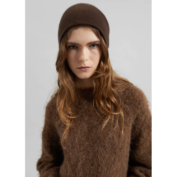 The Frankie Shop Inko Cashmere Beanie in Brown, view 3