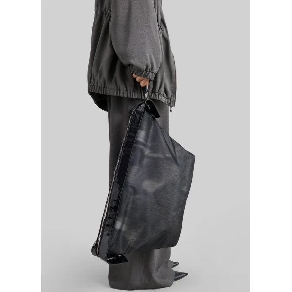 The Frankie Shop Isera Fur Mesh Bag in Grey, view 2