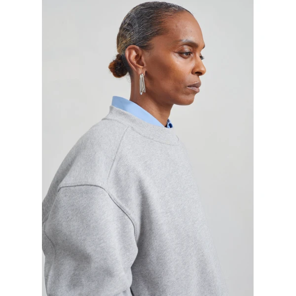 The Frankie Shop Isore Padded Sweatshirt in Light Grey, view 3