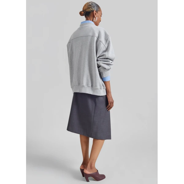 The Frankie Shop Isore Padded Sweatshirt in Light Grey, view 5