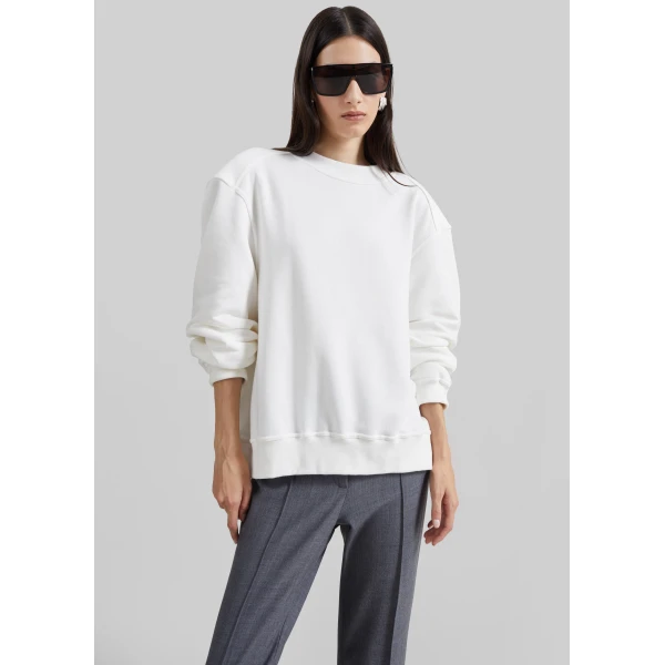 The Frankie Shop Isore Padded Sweatshirt in White, view 5