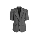 The Frankie Shop Ivora Short Sleeve Blazer in Dark Grey