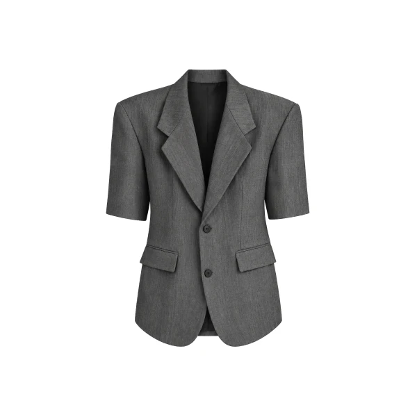 Ivora Short Sleeve Blazer in Dark Grey