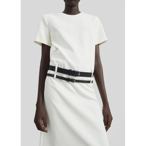 The Frankie Shop Jessie Leather Belt in Black, view 3