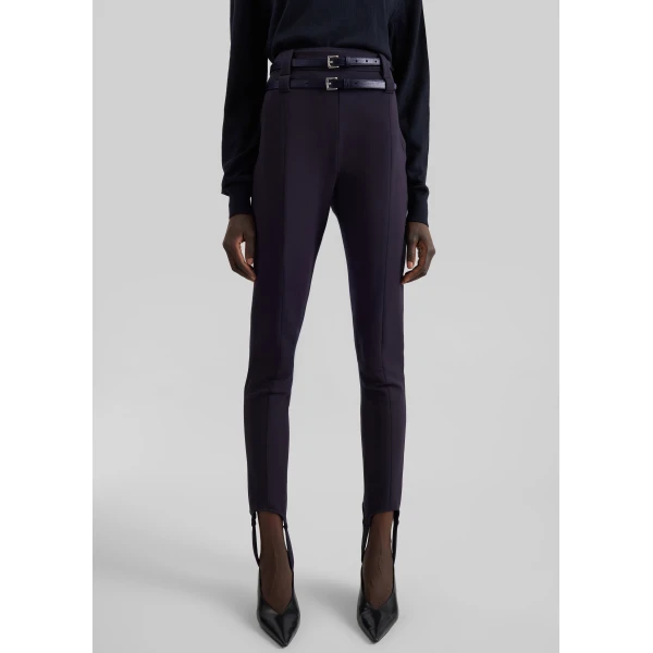 The Frankie Shop Jessie Leather Belt in Dark Navy, view 3