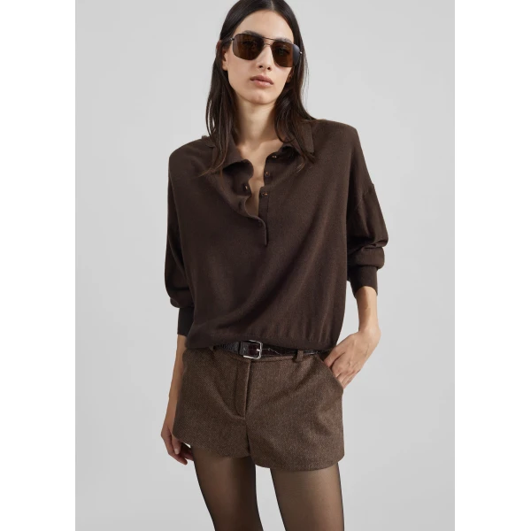 The Frankie Shop Kate Mini Shorts in Brown Melange, view 2
