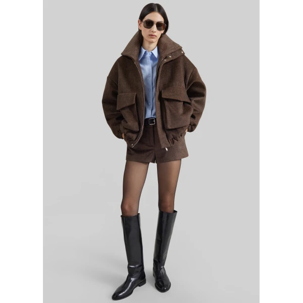 The Frankie Shop Kate Mini Shorts in Brown Melange, view 4