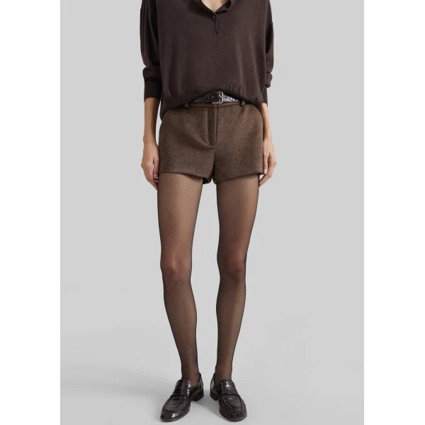 The Frankie Shop Kate Mini Shorts in Brown Melange, view 5