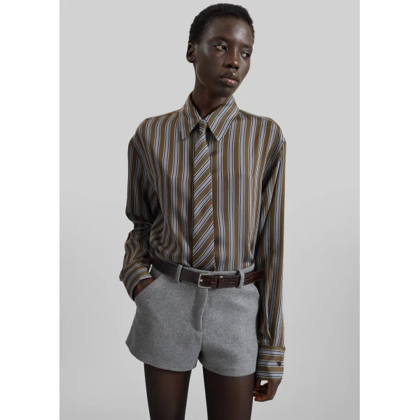 The Frankie Shop Kate Mini Shorts in Grey Melange, view 2