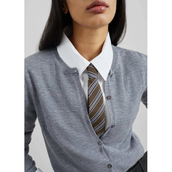 The Frankie Shop Lene Tie in Brown Multi Stripe, view 2