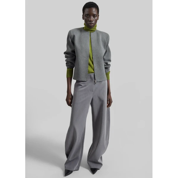 The Frankie Shop Mael Padded Cardigan in Grey, view 2