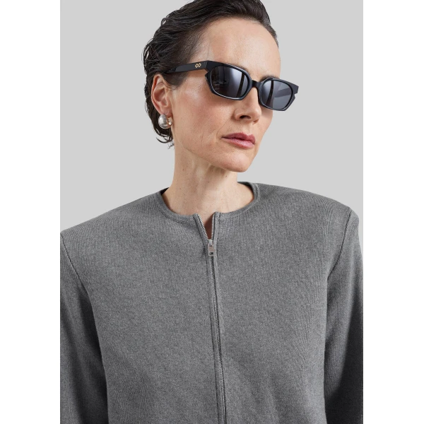 The Frankie Shop Mael Padded Cardigan in Grey, view 3