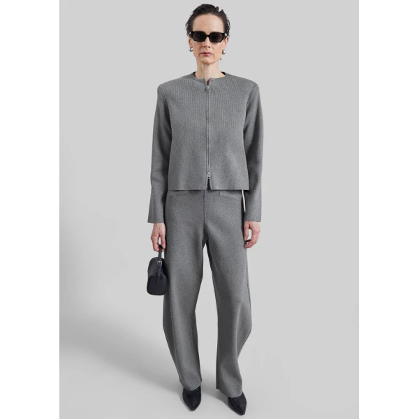 The Frankie Shop Mael Padded Cardigan in Grey, view 4