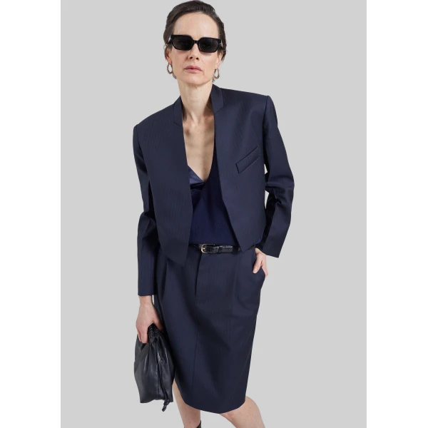 The Frankie Shop Martella Chevron Blazer in Dark Navy, view 3