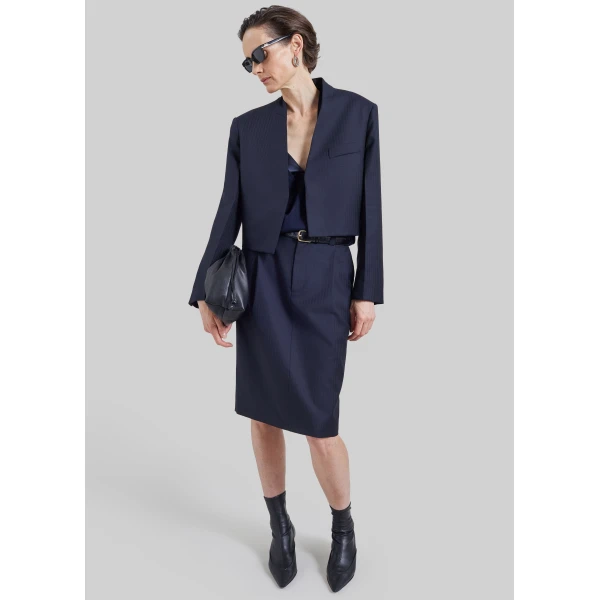 The Frankie Shop Martella Chevron Blazer in Dark Navy, view 4