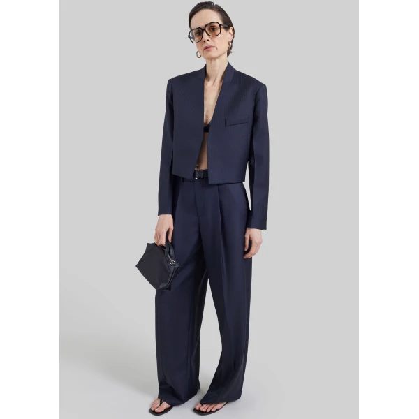 The Frankie Shop Martella Chevron Blazer in Dark Navy, view 5