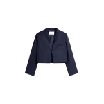 The Frankie Shop Martella Chevron Blazer in Dark Navy
