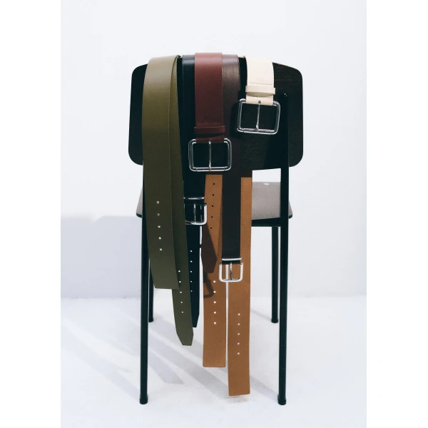 The Frankie Shop Marty Leather Belt in Dark Brown, view 2