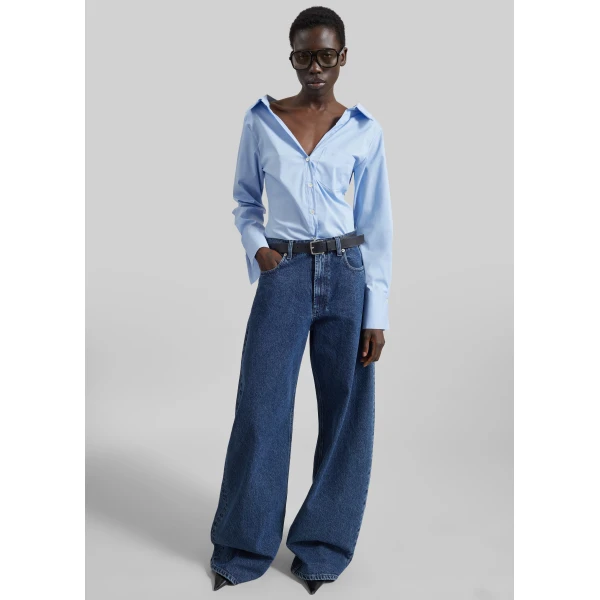 The Frankie Shop Mela Fitted Shirt in Light Blue, view 5