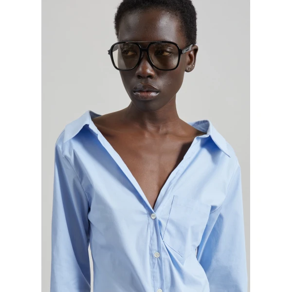 The Frankie Shop Mela Fitted Shirt in Light Blue, view 6