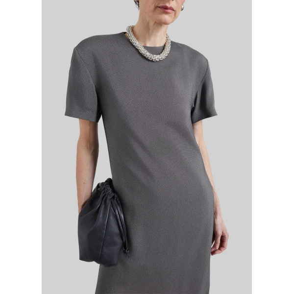 The Frankie Shop Meven Padded Maxi Dress in Dark Grey Melange, view 3