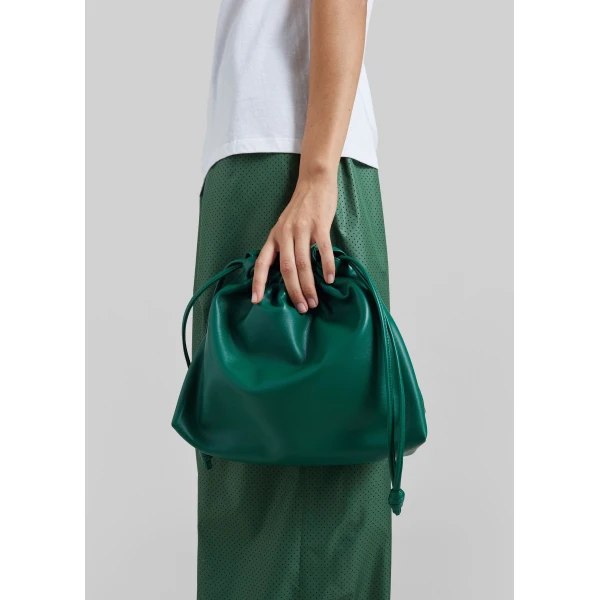 The Frankie Shop Morgan Faux Leather Small Pouch in Green, view 2