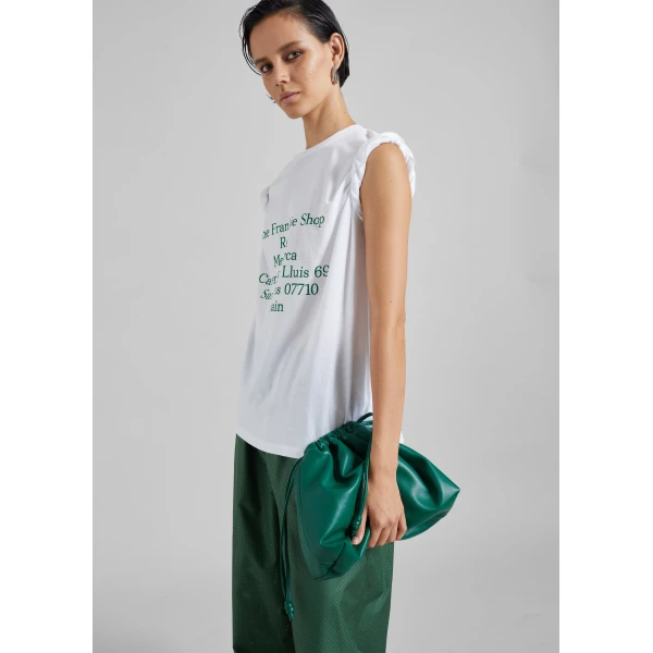 The Frankie Shop Morgan Faux Leather Small Pouch in Green, view 3