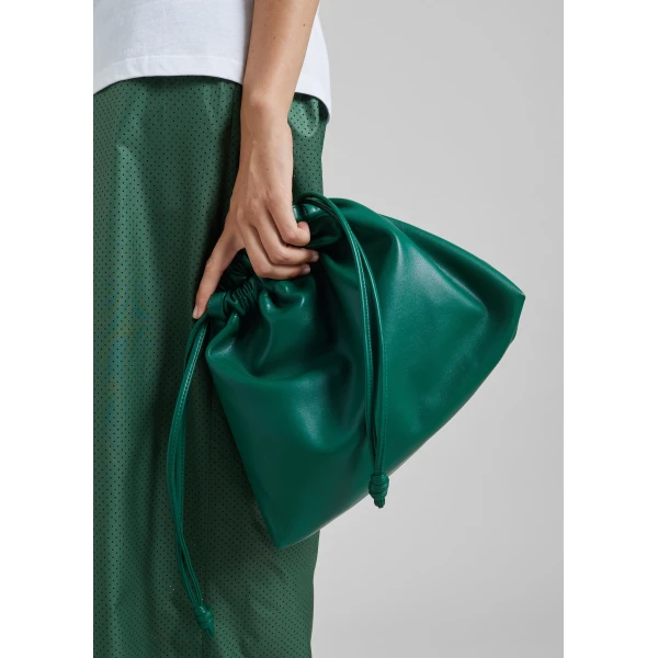 The Frankie Shop Morgan Faux Leather Small Pouch in Green, view 5