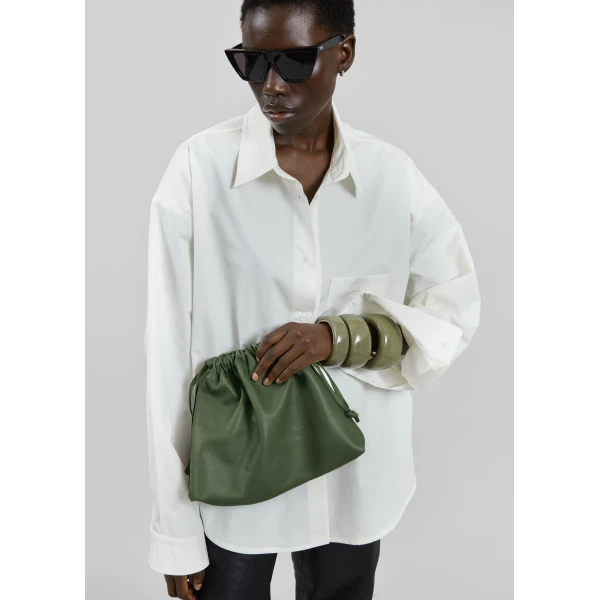 The Frankie Shop Morgan Faux Leather Small Pouch in Olive, view 3