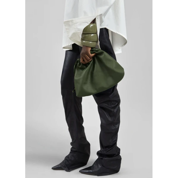 The Frankie Shop Morgan Faux Leather Small Pouch in Olive, view 4