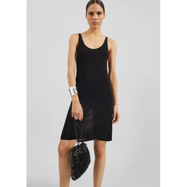 The Frankie Shop Morgan Leather Macrame Small Pouch in Black, view 4