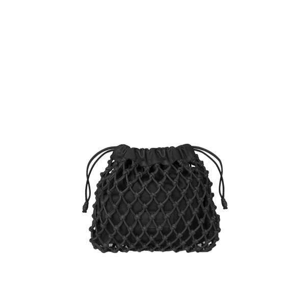 Morgan Leather Macrame Small Pouch in Black