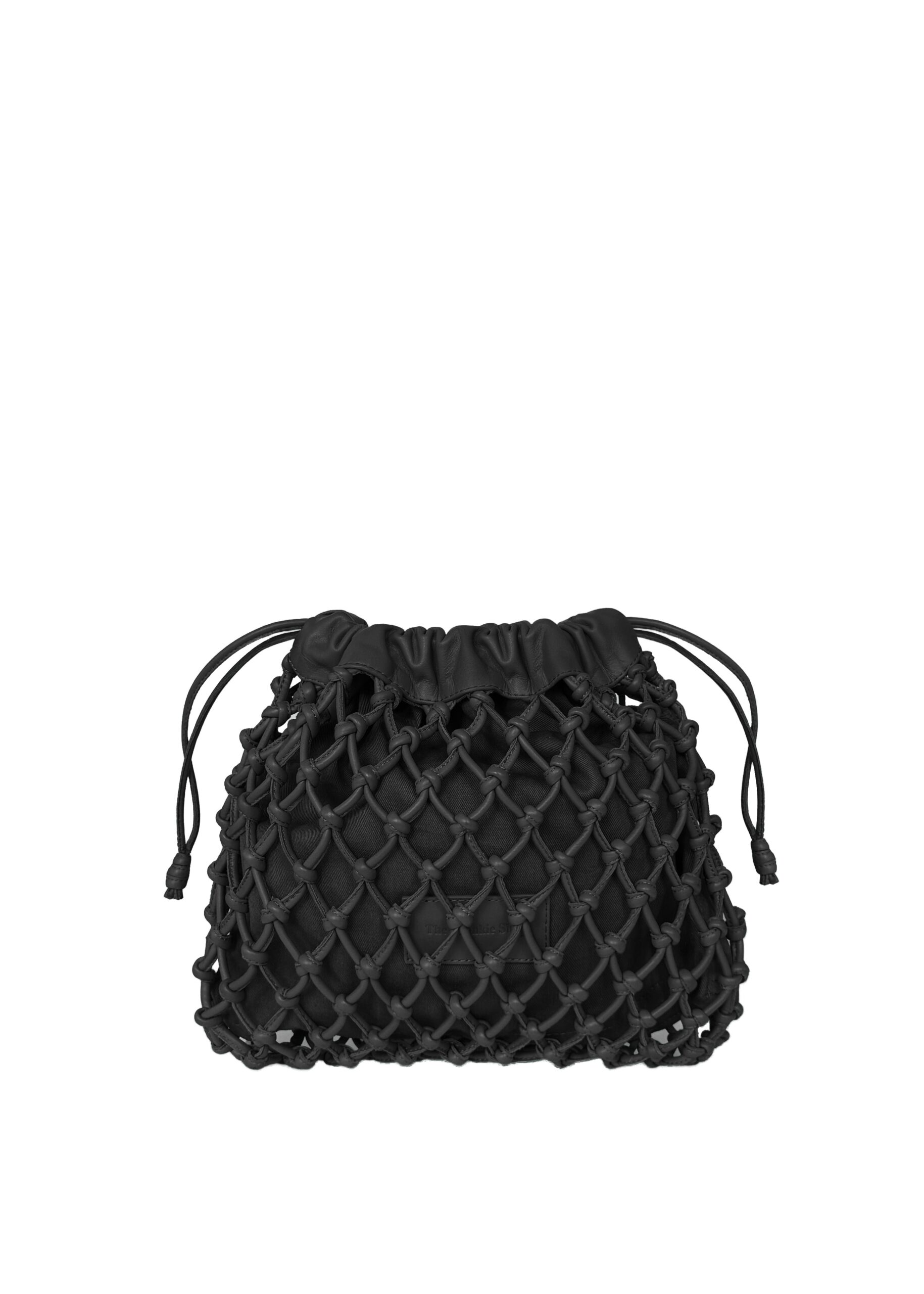 The Frankie Shop Morgan Leather Macrame Small Pouch in Black | Clutch Bags | Coveti The Frankie Shop Morgan Leather Macrame Small Pouch in Black