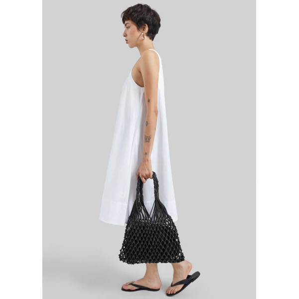 The Frankie Shop Naia Leather Macrame Bag in Black, view 2