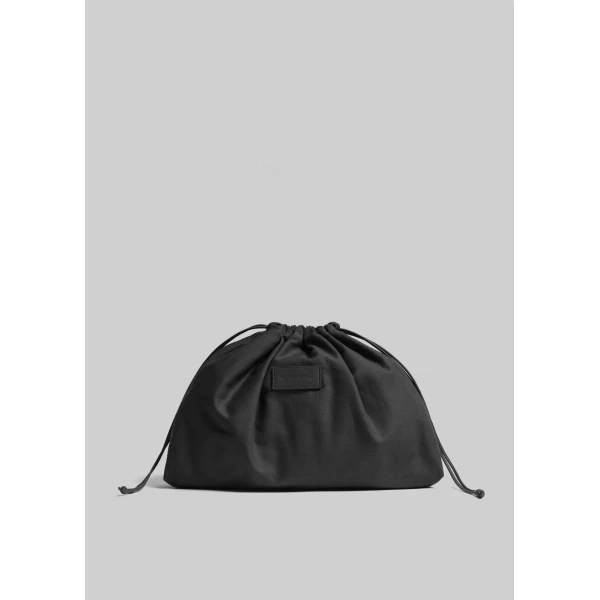 The Frankie Shop Naia Leather Macrame Bag in Black, view 5