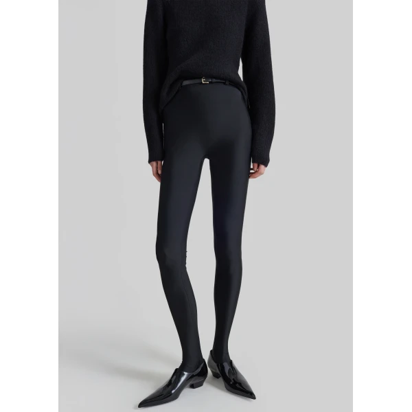The Frankie Shop Ninetta Jersey Tights in Black, view 3