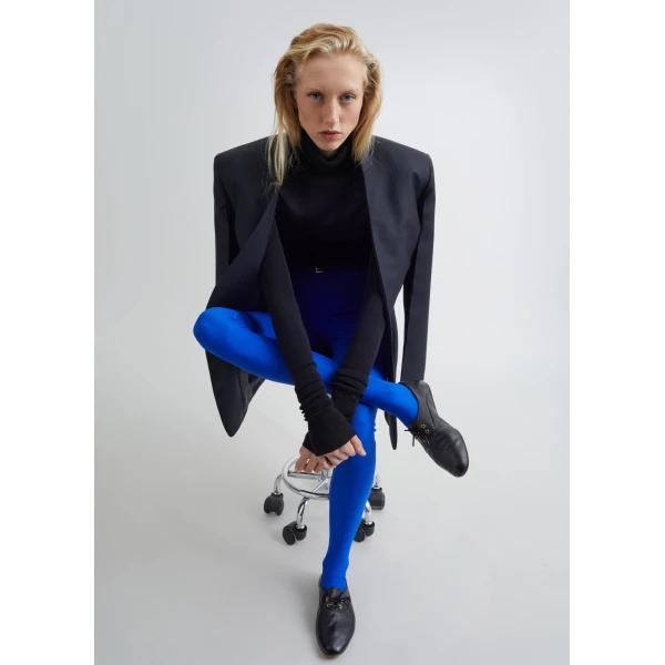 The Frankie Shop Ninetta Jersey Tights in Cobalt, view 2