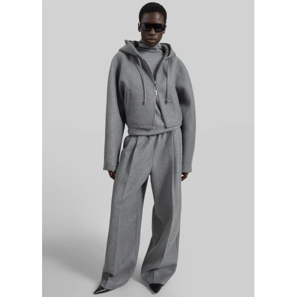 The Frankie Shop Oda Cropped Hoodie in Grey Melange, view 5